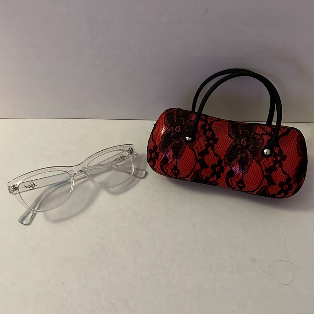 Red and Black Lace Glasses Case Handbag